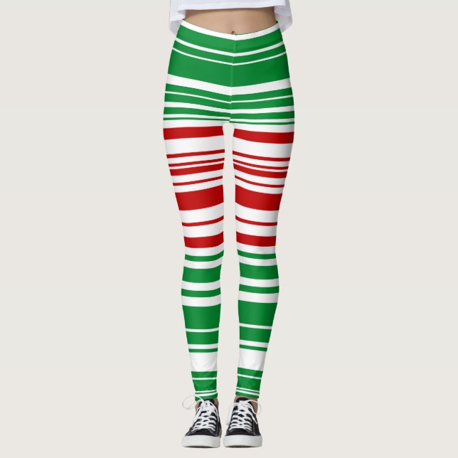 Leggings Bandes rouges et vertes (Devant)