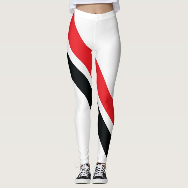 Leggings Bandes rouges/noires sur pattes blanches 1 (Devant)