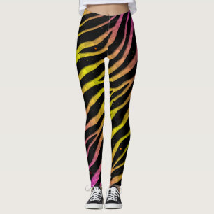 Leggings Bandes SpaceTime arrachées - Rose/Jaune
