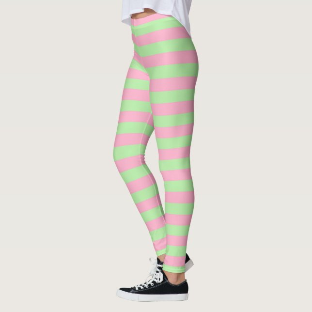 Leggings Bandes vertes et roses à la menthe (Gauche)
