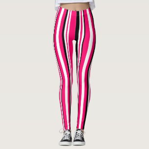 Leggings Bandes verticales blanches roses