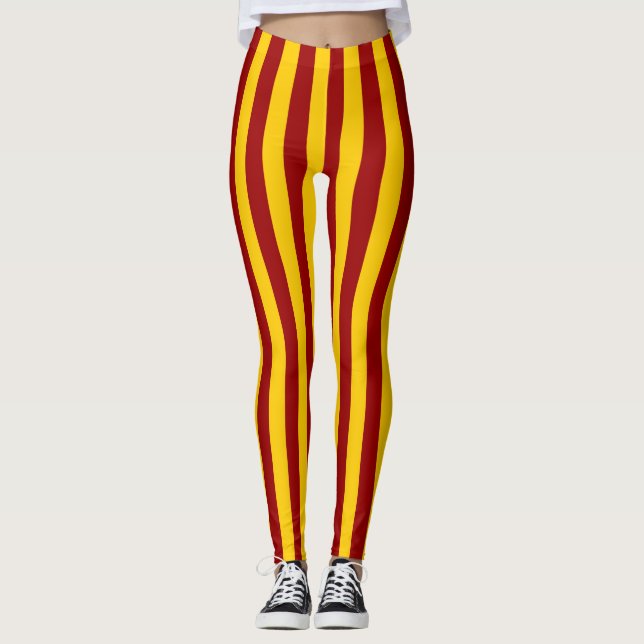 Leggings Bandes verticales cardinales et or (Devant)