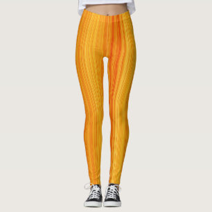 Leggings Bandes Verticales Jaunes Et Motifs Rouges