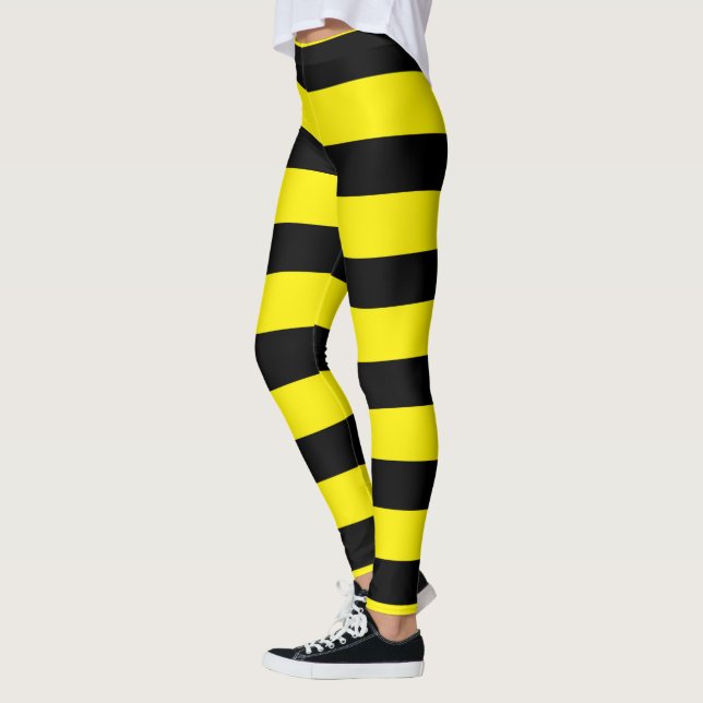 Leggings Bandes verticales jaunes et noires à motifs (Gauche)
