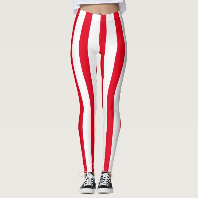Leggings Bandes verticales rouges et blanches Costume d'Hal (Devant)
