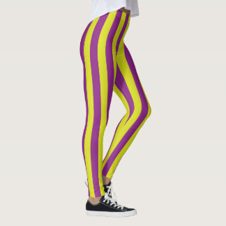 Leggings Bandes Vintages violet et jaune