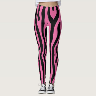 Leggings Bandes zébrées en rose et noir chauds