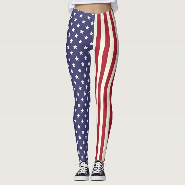 Leggings Bannière étoilée patriote Etats-Unis V2 de drapeau (Devant)
