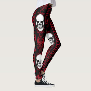 Leggings Baroque crâne Motif rouge
