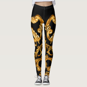 Leggings Baroque d'or, éléments ornementaux.