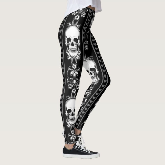 Leggings Baroque Gothique Stripe crâne (Droite)