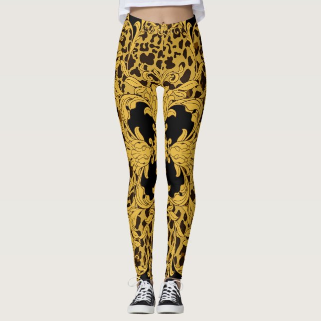 Leggings Baroque léopard, Poster de animal orné (Devant)