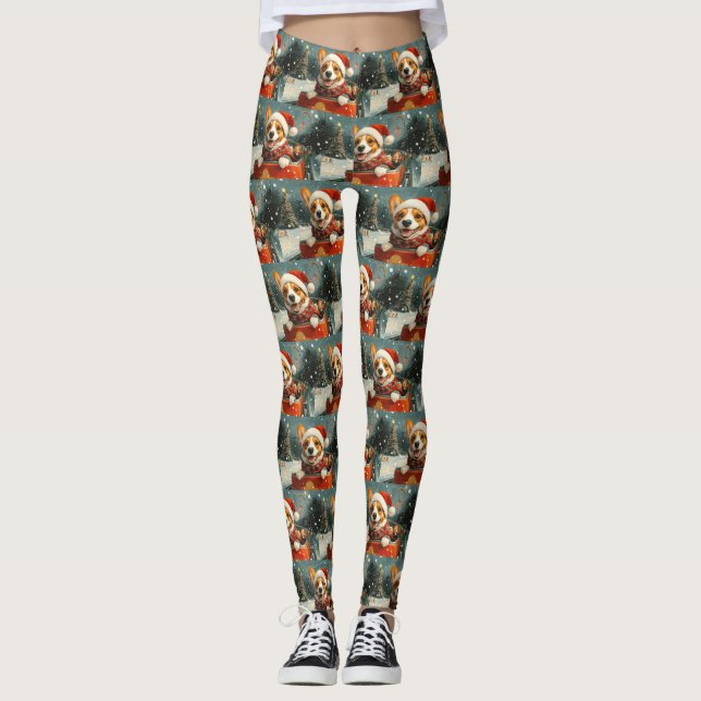 Leggings Basenji Dog Roller Dessous de verre Noël (Devant)