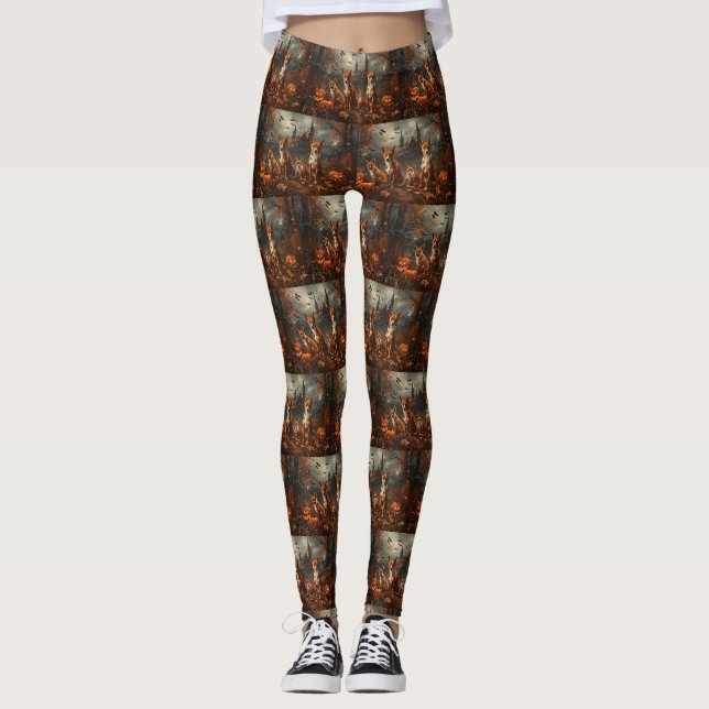 Leggings Basenji Halloween Chien De Nuit Délice (Devant)