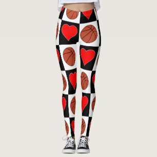 Leggings Basket-ball féminin Basketballs mignons et coeurs