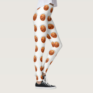 Leggings Basket en cuir orange et noir personnalisé