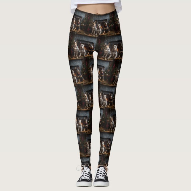Leggings Bataille australienne près de la cheminée Noël (Devant)