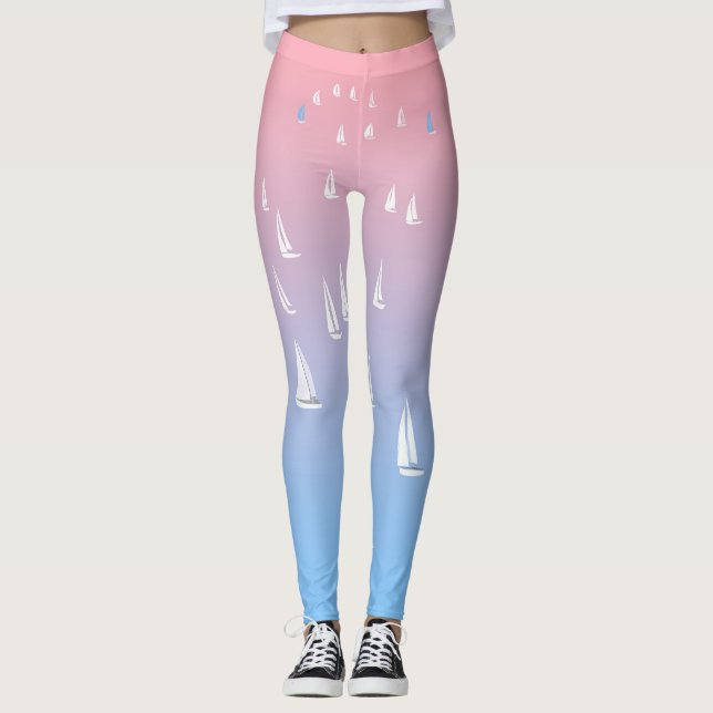 Leggings Bateaux à voile sur l'océan (Devant)