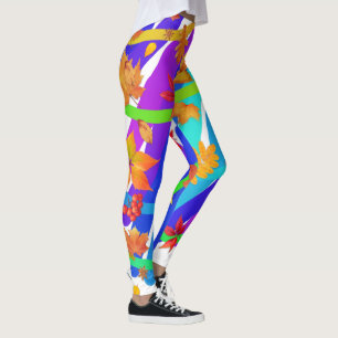 Leggings bâtons colorés de feuille