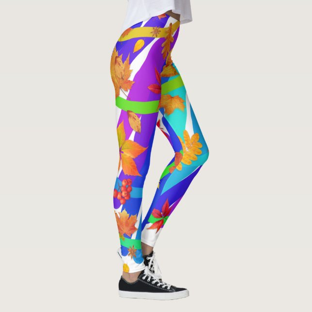 Leggings bâtons colorés de feuille (Droite)