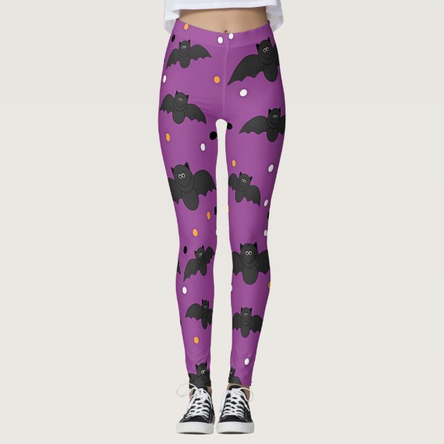 Leggings Bats noirs d'Halloween (Devant)