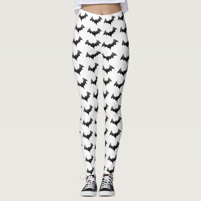 Leggings Bats noirs Jambes blanches Costume d'Halloween (Devant)