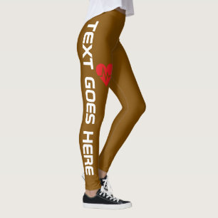 Leggings Battement de cœur personnalisé sur fond marron
