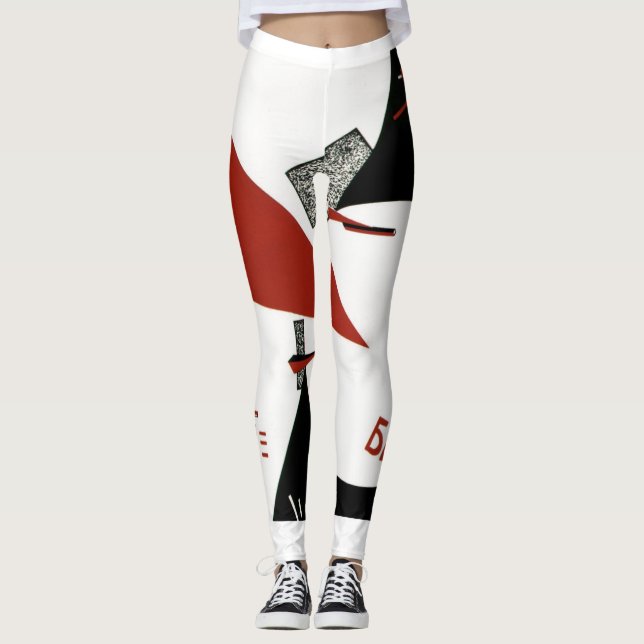 Leggings Battez les blancs avec la cale rouge (Devant)
