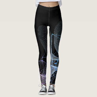 Leggings Beau art géométrique Abstrait élégant sur noir