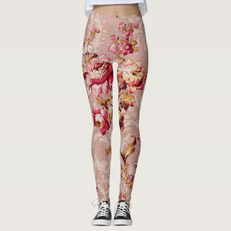 Leggings Beau Damask motif Vintage floral rose
