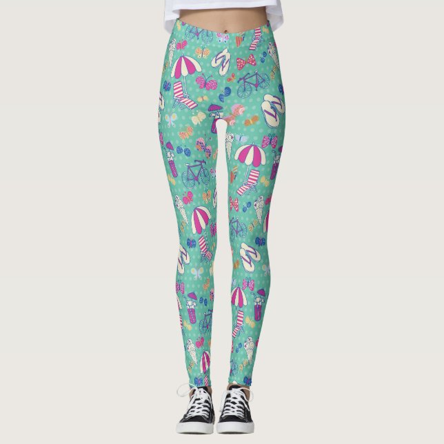 Leggings Beau motif avec des éléments d'été (Devant)