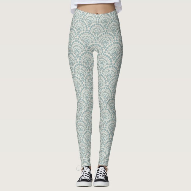 Leggings Beau Motif dentelle sur Mint Green (Devant)