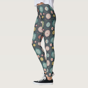 Leggings Beau motif fleuri multicolore
