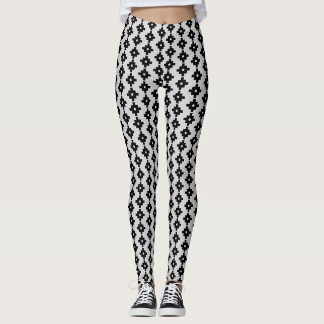 Leggings Beau Motif géométrique croisé sur gris clair (Devant)