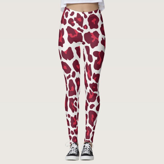 Leggings Beau Red Roses léopard Motif animal (Devant)