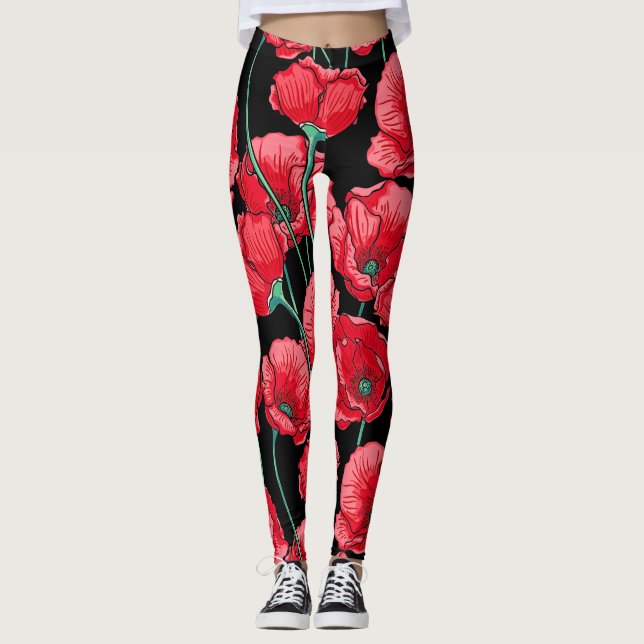 Leggings Beau souvenir Motif Red Poppy (Devant)