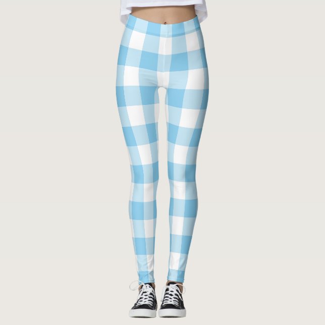 Leggings Bébé Bleu et Blanc Grande taille En vichy Chèques (Devant)