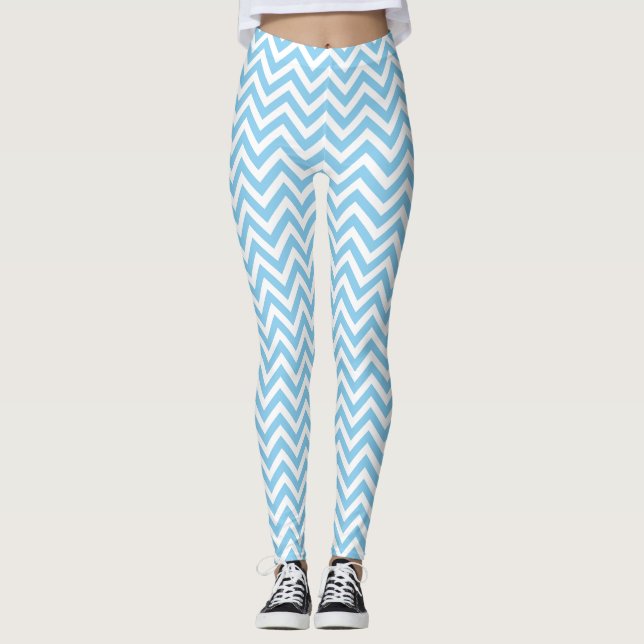 Leggings Bébé Bleu et Blanc Petite Taille Chevron (Devant)