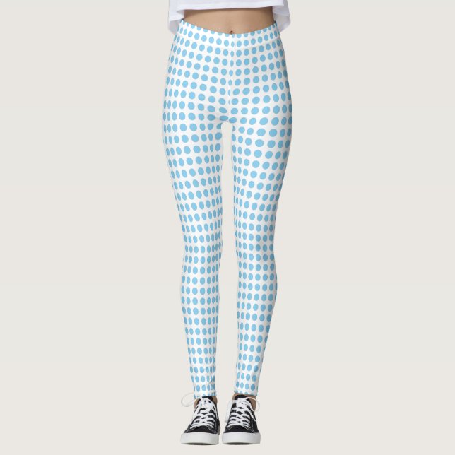 Leggings Bébé Bleu sur Blanc Petite Taille Horiz. Pois (Devant)