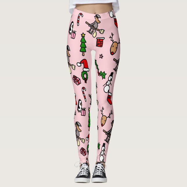 Leggings befana de noël rose (Devant)