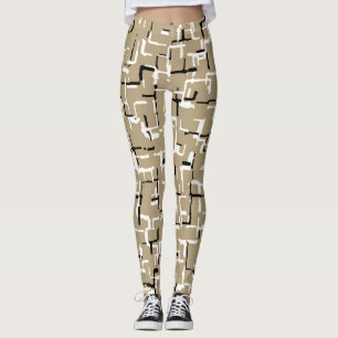 Leggings Beige Unique Motif noir et blanc