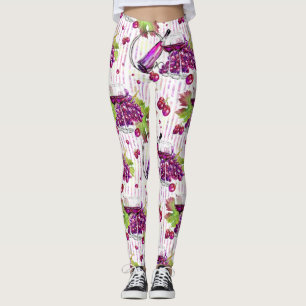 Leggings Beige vert pourpre de feuille de raisins de