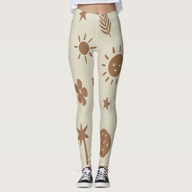 Leggings beiges et Brown (Devant)