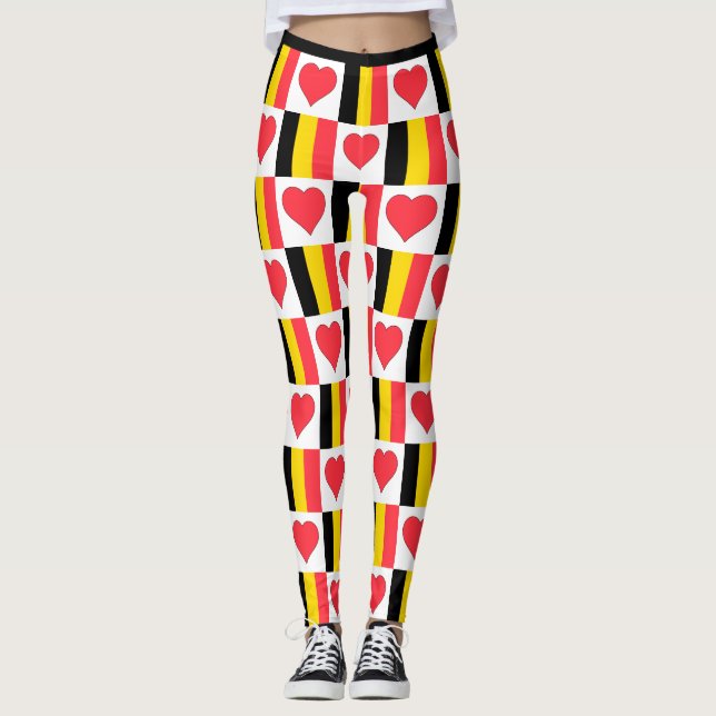 Leggings Belgique Drapeau Coeur Motif mignon Patriotique Be (Devant)