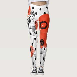 Leggings Belle avec des pavots et des Pois