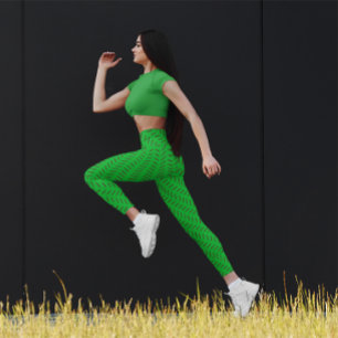 Leggings Belle Bande Colorée Chevron Entraînement Vert