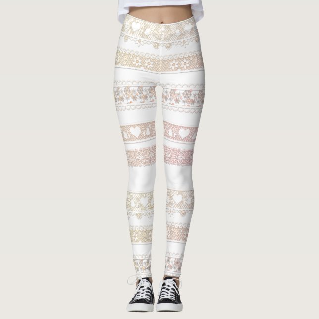 Leggings Belle, blanche, dentelles, dentelle, leggi tressé (Devant)