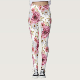 Leggings Belle couleur rose avec design floral Rose