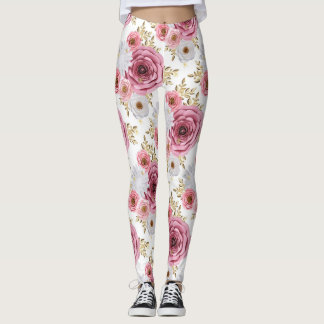 Leggings Belle couleur rose avec design floral Rose
