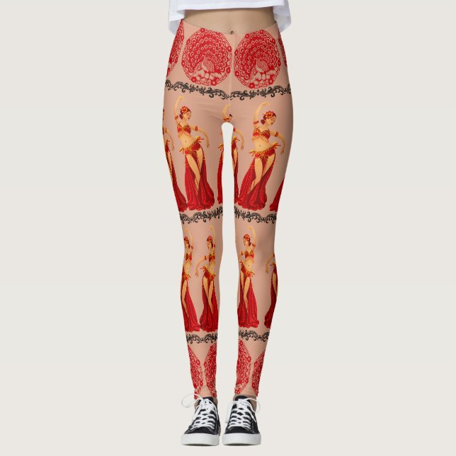 Leggings Belle Danseuse Filles et Peacocks Motif (Devant)